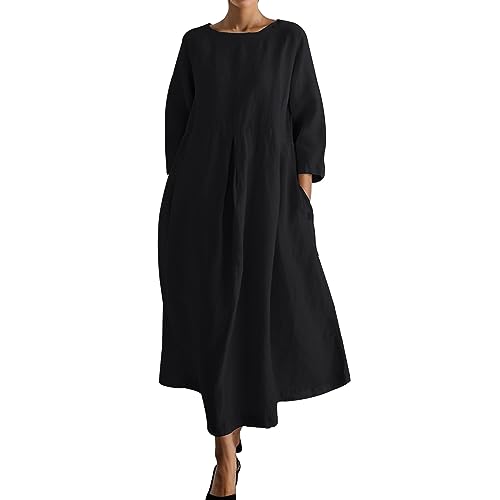 Sommerkleid Damen Midi Leinen Kleider O-Ausschnitt Baumwollkleid Maxikleid Tunika Einfarbig Leinenkleid Knielanges Freizeitkleider A-Linien Sommerkleid Elegant Freizeitkleid Sommerkleid Damen Leicht Sommerkleid Damen Midi Leinen Kleider O-Ausschnitt Baumwollkleid Maxikleid Tunika Einfarbig Leinenkleid Knielanges Freizeitkleider A-Linien Sommerkleid Elegant Freizeitkleid Sommerkleid Damen Leicht von Generic