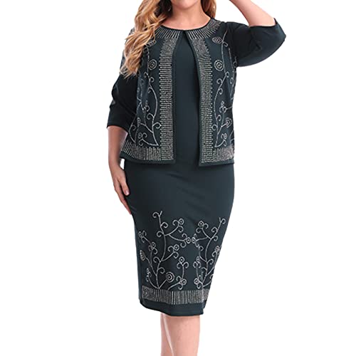 Sommerkleid Damen Sexy Kurz Dame 2023 Dame Elegant Knitting Lace Cape Dress Plus Size Fashion Printing Oneck Half Sleeve Bleistiftkleider Swing Kleider Lässiges Kleid von Generic