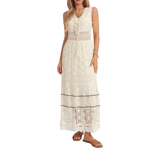 Sommerkleid Damen Spaghettiträger Loose Blumenmuster A-Linie Kleid Spaghetti 2024 Elegant Strandkleid Damen Lang Boho Blumenkleid Blusenkleid Freizeitkleid Cocktailkleid Shirtkleid Partykleid von Generic