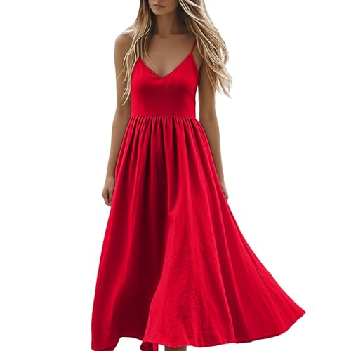 Sommerkleid Lang Damen Korsett Sundress Elegant Spaghetti Abendkleid Frauen A Linie V-Ausschnitt Ärmellose Einfarbig Festliches Kleid Cocktailkleid Vintage Prinzessin Brautjungfer Kleider Sommerkleid Lang Damen Korsett Sundress Elegant Spaghetti Abendkleid Frauen A Linie V-Ausschnitt Ärmellose Einfarbig Festliches Kleid Cocktailkleid Vintage Prinzessin Brautjungfer Kleider von Generic
