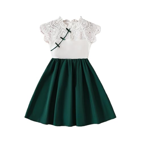 Sommerkleid Mädchen Süß Casual Kleider Mädchenkleid Kinderkleider Sommer Urlaub Lässiges Prinzessin Kleider Freizeitkleid Partykleider (Z42-Dark Green, 5-6 Years) von Generic