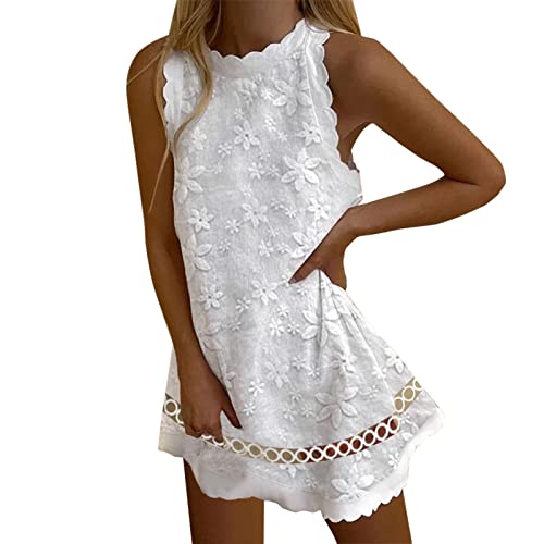 Sommerkleid Strandkleid Damen Swing Kleid,Sommerkleid Festlich,Neckholder Maxikleid,Maxikleid Blumenprint,Etuikleid Spitze,Abendkleid Weiß Lang,Kleid Sommer Lang von Generic
