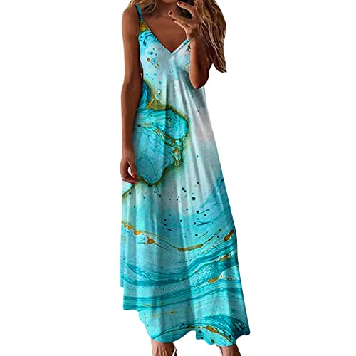 Sommerkleider Damen Leicht, Luftig Festlich Elegant Kurzarm Blusenkleid Strandkleid A Linie Curvy Schick Maxi Sommerkleid Freizeitkleid Große Größen Sexy mit Blumen Lang Boho Kleid Maxikleid von Generic