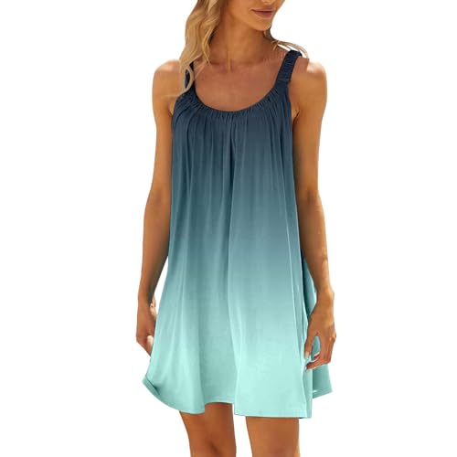 Sommerkleider Damen Leicht und Luftig Strandkleid Damen Knielang Ärmellos Sommer Kleider Elegant Strandkleider Boho Trägerkleid Kurz Sommerkleid Freizeit Strapskleid Strandkleidung von Generic
