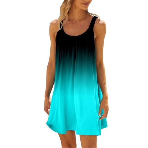 Sommerkleider Damen Leicht und Luftig Strandkleid Damen Knielang Ärmellos Sommer Kleider Elegant Strandkleider Boho Trägerkleid Kurz Sommerkleid Freizeit Strapskleid Strandkleidung von Generic