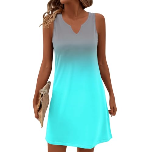 Sommerkleider Sale Blusenkleid Damen Cocktailkleid Kleid Damenkleider Elegant Neckholder Plisseekleid Maternity Dress Abendkleider Für Hochzeit Kleid Spitze Damen Kleider Frauen (Cyan,M) von Generic