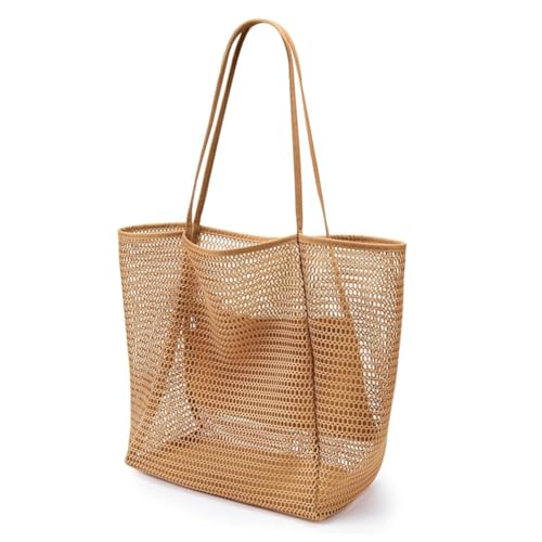 Sommerreise Mesh Tasche Tasche mit innerer Reißverschluss -Schulter Handtasche Großer kausaler Hobo -Pool -Beutel Schwimmbad Reise -Reisetaschen for Frauen Reisen Urlaub von Generic