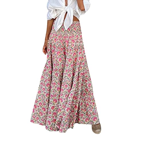 Sommerrock Damen Maxirock Lang Rock Damen Lang Boho Blumen Hohe Elastische Taille mit Taschen und Gürtel Maxi Skirt Faltenrock Strandrock Freizeitrock Sommerrock Damen Maxirock Lang Rock Damen Lang Boho Blumen Hohe Elastische Taille mit Taschen und Gürtel Maxi Skirt Faltenrock Strandrock Freizeitrock von Generic