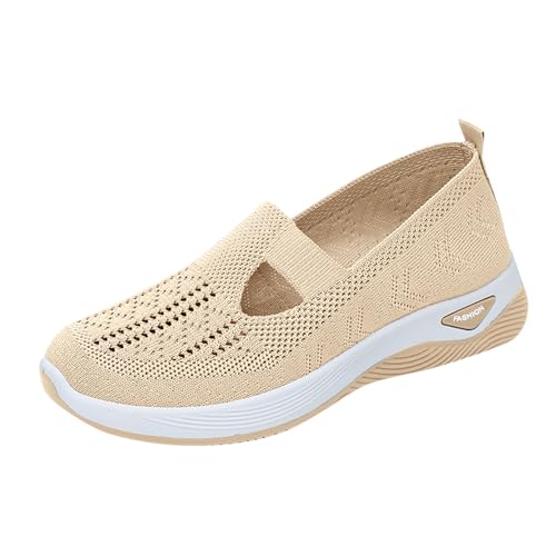 Sommerschuhe Damen Bequem Leichte Schuhe Barfußschuhe Bootsschuhe Laufschuhe Loafer Damen Schuhe Sneaker Weite K Hallux Sandalen Bequem Barfussschuhe 39,Beige von Generic