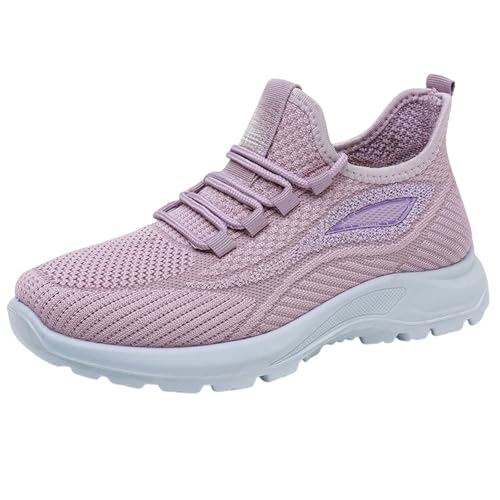 Sommerschuhe Damen Bequem Slipper Laufschuhe Flach Breite Füße Mit Weiche Fussbett Bequem Atmungsaktive Joggingschuhe Einfarbig Verstellbare Dämpfung Walkingschuhe rutschfeste Leichte Sneaker von Generic