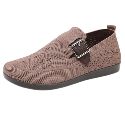 Sommerschuhe Damen Mit Absatz Sexy Walkingschuhe Mit Metall Verstellbare Flach Breite Füße Trekkingschuhe Weichen Sohlen Leichte Mesh Laufschuhe rutschfeste Mode Freizeitsandale Sommerschuhe von Generic