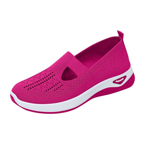 Sommerschuhe Damen Orthopädische Schuhe Walkingschuhe Damen Leicht Weite H Vermascht Atmungsaktive Lässige Komfort Laufschuhe Bequeme Outdoor Hot Pink,35.5 von Generic
