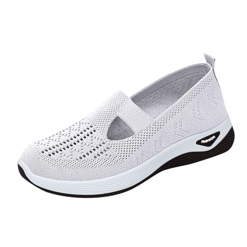 Sommerschuhe Damen Orthopädische Schuhe Walkingschuhe Damen Leicht Weite H Vermascht Atmungsaktive Lässige Komfort Laufschuhe Bequeme Outdoor Weiß,41.5 von Generic