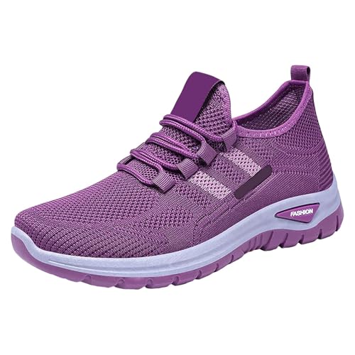 Sommerschuhe Damen Rosa Keilabsatz Dicker Laufschuhe Breite Füße Sneaker Mit Dämpfung Gewölbeunterstützung Schmerzlinderungs Joggingschuhe Weiche Sohlen Trekkingschuhe rutschfeste Walkingschuhe von Generic