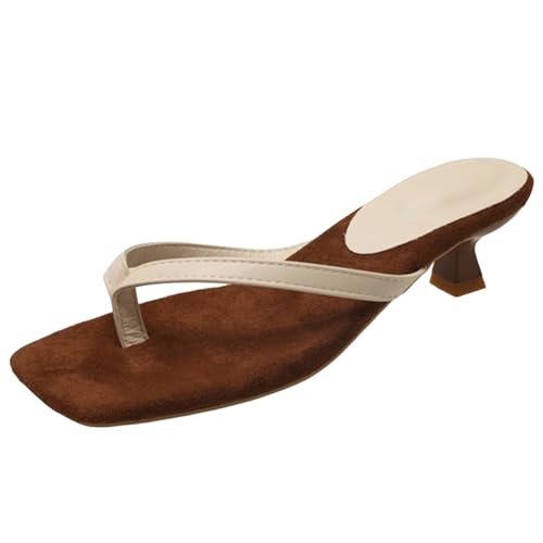 Sommerschuhe Damen mit Absatz, Sandalen Zehentrenner Damen Elegant Flip Flops Toe Split Pantoletten Sommer Hausschuhe Strandschuhe Rutschfeste Flipflop Bequem Slipper für Strandurlaub von Generic
