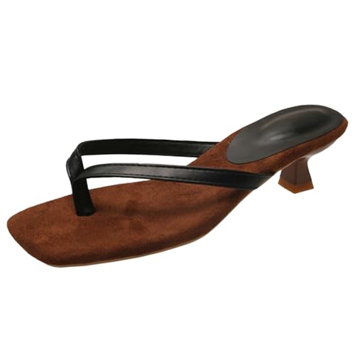 Sommerschuhe Damen mit Absatz, Sandalen Zehentrenner Damen Elegant Flip Flops Toe Split Pantoletten Sommer Hausschuhe Strandschuhe Rutschfeste Flipflop Bequem Slipper für Strandurlaub von Generic