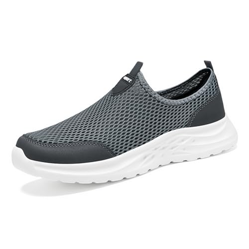 Sommerschuhe Herren Sportschuhe Slip On Hollow Out Laufschuhe Wanderschuhe rutschfest Sneaker Leicht Ohne Schnürung Gummischuhe Low Top Turnschuhe Herrenschuh(Gray,40 EU) von Generic