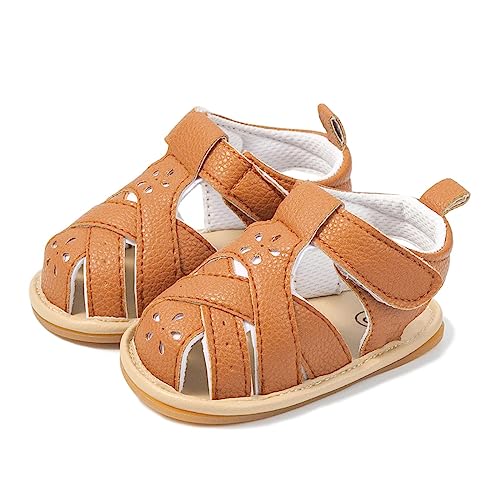 Sommerschuhe Junge𝐧 Kinder Sandalen Weiche Flache Schuhe Mode Bequeme Schleife Weiche Unterseite Leichte Baby Prinzessin Sandalen Strandschuhe Kinder (Brown, 20 Infant) von Generic
