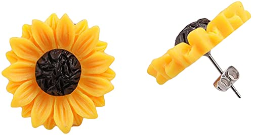 Sonnenblumen-Ohrringe für Damen, Ohrringe aus Kunstharz, Gelb, Gänseblümchen, Schmuck, Geschenk, 25 mm von Generic