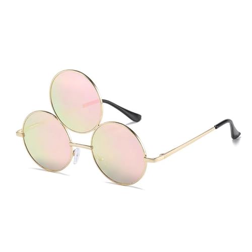 Sonnenbrillen für Damen Retro Persönlichkeit Schrullige Drei Augen Runde Sonnenbrille Männer Und Frauen Punk Stil Hip Hop Sonnenbrille(3) von Generic