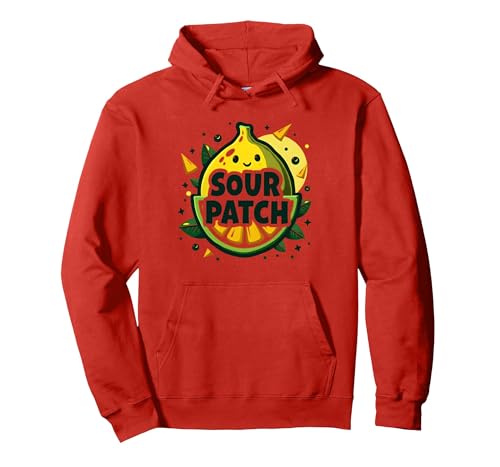 Sour Patch Lemon Kawaii Fruchtgrafik Pullover Hoodie, Unisex für Erwachsene, Rot, XXL von Generic
