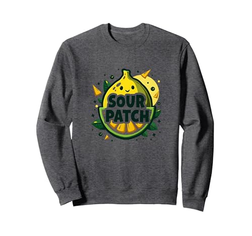 Sour Patch Lemon Kawaii Fruchtgrafik Sweatshirt, Unisex für Erwachsene, Anthrazit Meliert, L von Generic