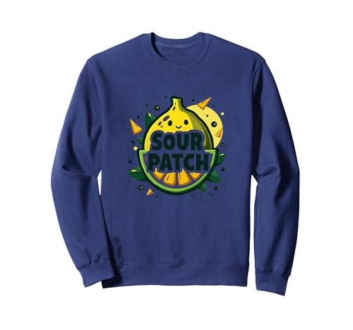 Sour Patch Lemon Kawaii Fruchtgrafik Sweatshirt, Unisex für Erwachsene, Marineblau, L von Generic