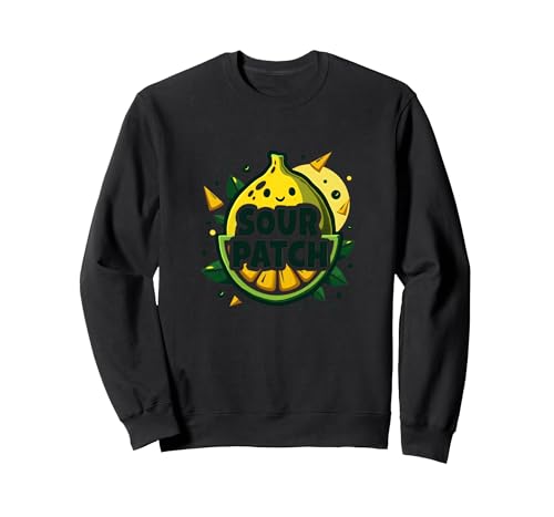 Sour Patch Lemon Kawaii Fruchtgrafik Sweatshirt, Unisex für Erwachsene, Schwarz, XXL von Generic