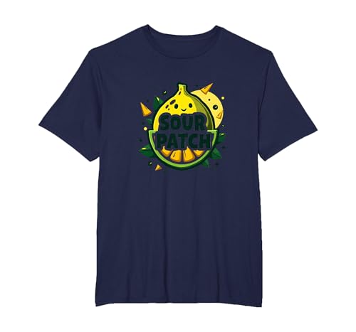 Sour Patch Lemon Kawaii Fruchtgrafik T-Shirt, Herren Große Größen, Marineblau, 4X Tall von Generic
