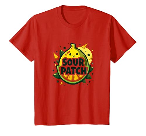 Sour Patch Lemon Kawaii Fruchtgrafik T-Shirt, Kinder, Rot, 104 von Generic