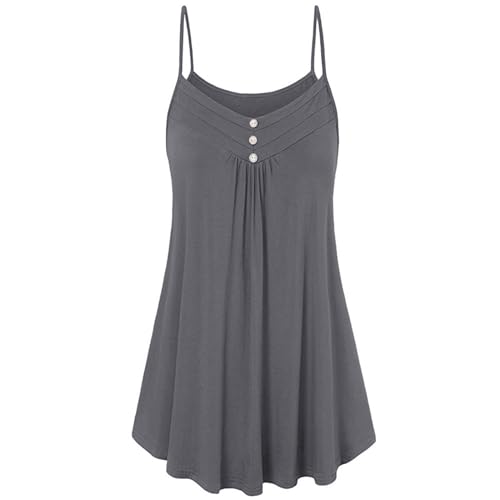 Spaghetti Top Damen Sommer Tops für Damen Elegant Trägertop Tanktops Blusentops Große Größen Schwarz Sommertop Ärmellos Tanktop Locker Pink Grün Damentops Einfarbig von Generic