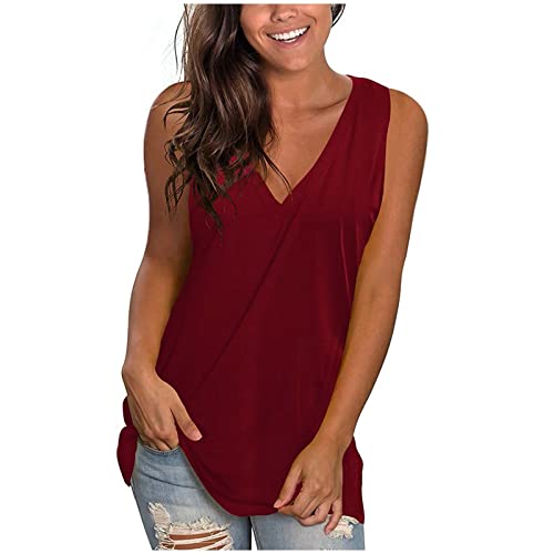 Spaghettiträger Top Damen, Top Damen Oberteile Sportshirt Sportoberteil Frau Spaghetti Top Damen Jeansweste Women's T-Shirts Spitzentop Sport T-Shirt Top Sleeveless Damen Criss (Rot,3XL) von Generic