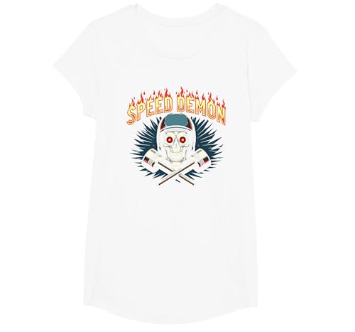 Speed Demon Hot Rod Skull für Herren Rennbegeisterte T-Shirt, Girls, Weiß, XS Speed Demon Hot Rod Skull für Herren Rennbegeisterte T-Shirt, Girls, Weiß, XS von Generic
