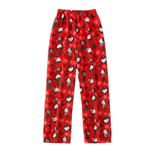 𝐒𝐩𝐢𝐝𝐞𝐫𝐦𝐚𝐧 & 𝐇𝐞𝐥𝐥𝐨 𝐊𝐢𝐭𝐭𝐲 Pyjama Hose Damen, Flanell Pyjamahose Damen Lang, Flauschig Schlafanzughose Herren Warm Y2K Schlafhose Weich Bequeme Cartoon Schlafanzug Hosen für Männer von Generic