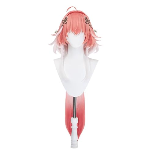 Spiel Cosplay Perücken Für Changli Rosa Weiß Lange Gerade Clip Perücke Mit Pony Hitzebeständige Synthetische Perücke Für Halloween Party von Generic