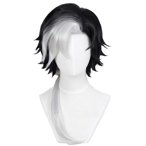 Spiel Cosplay Perücken Für Joseph Desaulniers Schwarz Und Weiß Highlights Kurze Perücke Mit Pony Realistisch Für Halloween Party Kostüm von Generic