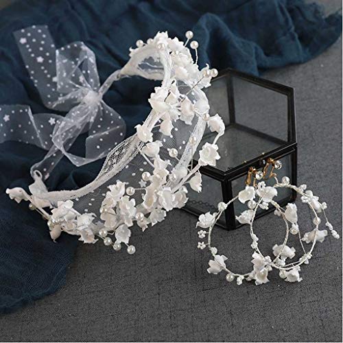 Spitze Blume Haarband Creolen Braut Haar Dekoration Hochzeit Kopfschmuck Zubehör für Braut Spitze Blume Haarband Creolen Braut Haar Dekoration Hochzeit Kopfschmuck Zubehör für Braut von Generic