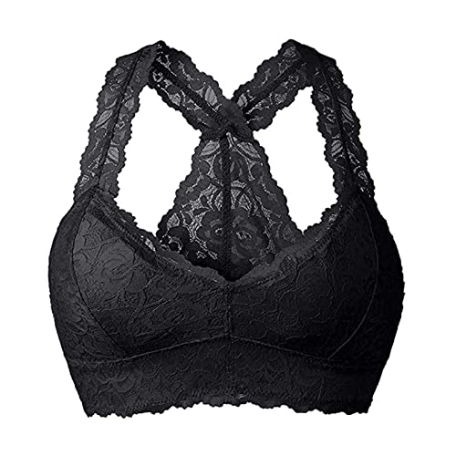 Spitze Bustier Damen Gepolstert Bralette Damen Trägerlos Sexy Push-Up Sport BH Ohne Bügel Große Größen Klassische Bequem Stretch Bra Running Bra für Fitness Yoga von Generic