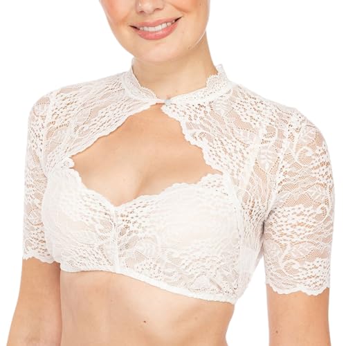 Spitze Dirndlbluse Halbarm Weiß Sexy Dirndlbluse Rundhals Damen Trachtenbluse Trachten Damen Dirndlbluse Spitze Weiß Dirndlbluse Kurzarm Oktoberfest Dirndlblusen Halbarm Tracht Bluse von Generic