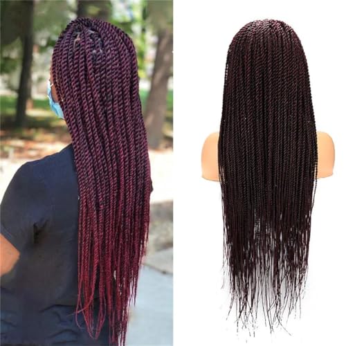Spitze Frontal Perücken Für Frauen Twist Geflochtene Perücken Box Zöpfe Perücke Mit Baby Haar Synthetische Spitze Perücke Knotenlos 26 Zoll von Generic