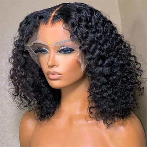 Spitze Kurze Lockige Perücken Echthaar Bob Perücken Spitze Frontal Perücke Deep Wave Für Frauen Natürliche Schwarze Farbe Spitze Kurze Lockige Perücken Echthaar Bob Perücken Spitze Frontal Perücke Deep Wave Für Frauen Natürliche Schwarze Farbe von Generic