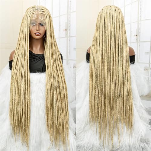 Spitze Synthetische Geflochtene Perücken 36 Zoll Transparente HD-Spitze Knotenlose Box Geflochtene Perücke Mit Babyhaar Für Schwarze Frauen Spitze Synthetische Geflochtene Perücken 36 Zoll Transparente HD-Spitze Knotenlose Box Geflochtene Perücke Mit Babyhaar Für Schwarze Frauen von Generic