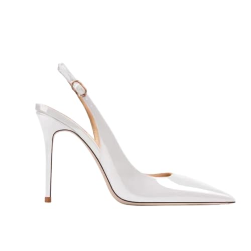 Spitze Zehen Schnalle Riemen Slingback Stiletto Absätze Geschlossene Zehe Rückenfreie Anzugschuhe Frauen Elegant Formell Party Hochzeit Schuhe,Weiß,42 EU Spitze Zehen Schnalle Riemen Slingback Stiletto Absätze Geschlossene Zehe Rückenfreie Anzugschuhe Frauen Elegant Formell Party Hochzeit Schuhe,Weiß,42 EU von Generic