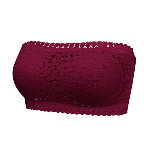 Spitzen BH Damen Ohne Träger- Bandeau Top Damen Trägerlos,Damen-BHS Trägerloser Bra Seamless Dehnbar Brust Wickeln Lace Tube Tops Büstenhalter Schulterfreies Oberteil Back Unterwäsche von Generic