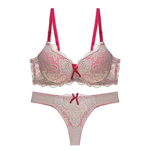 Spitzen Push Up BH Set Damen, Sexy Lace Bra Slip für Frauen BH Set Spitze BH und Slip Nicht Abnehmbarer Bra Panty Lingerie Unterwäsche mit Hakenverschluss und Verstellbare Träger Bra Spitzen Push Up BH Set Damen, Sexy Lace Bra Slip für Frauen BH Set Spitze BH und Slip Nicht Abnehmbarer Bra Panty Lingerie Unterwäsche mit Hakenverschluss und Verstellbare Träger Bra von Generic