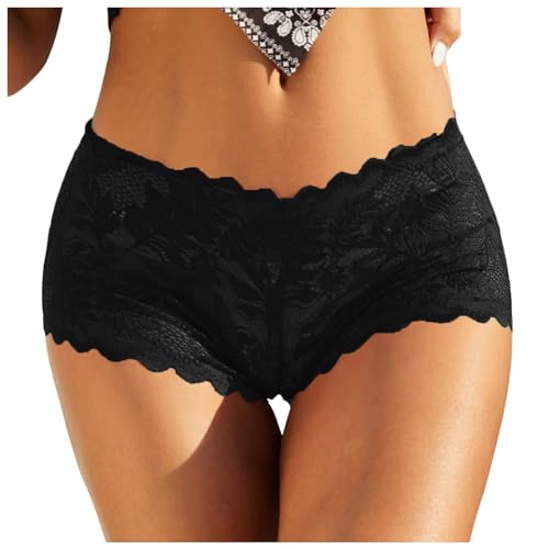Spitzen Unterhosen Damen - Nahtlos Unterwäsche Damen Niedriger Taille Breiter Bund Panty mit Spitze Seamless Slips Atmungsaktiv Hipsters Pantys Bequem Baumwollslips Ohne Naht Thongs Slip Schlüpfer von Generic