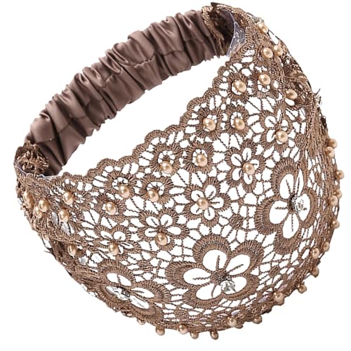 Spitzenhaarband - breite Blumenperlenspitzen elastische Stirnbänder | Stylish Boho Bandana, Haarturbanstirnband für Frauen Mädchen erhöhen Ihren Look mit diesem breiten Spitzenstirnband von Generic