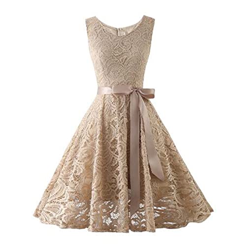 Spitzenkleid Kleider Damen Elegant Cocktailkleid Abendkleider Elegant für Hochzeit Abendkleid Kurz Abschlusskleid Chiffon Ballkleider Knielang Brautjungfernkleider Vintage Party Swing Kleid von Generic