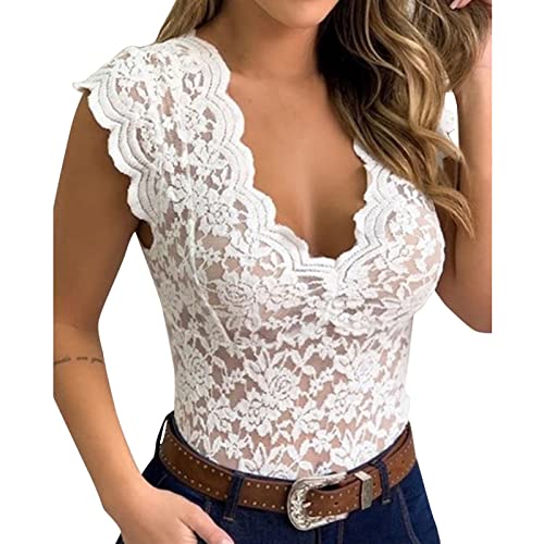 Spitzentop Damen Weiß -Trägertop Damen Sommer -Cami Top Damen Sexy Tank Tops Spitzen Oberteile Slim Fit Ärmelloses T Shirt V Ausschnitte Tunika Bluse Sommertops Luftig Weste Tanktops Frauen Spitzentop Damen Weiß -Trägertop Damen Sommer -Cami Top Damen Sexy Tank Tops Spitzen Oberteile Slim Fit Ärmelloses T Shirt V Ausschnitte Tunika Bluse Sommertops Luftig Weste Tanktops Frauen von Generic