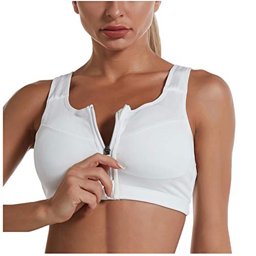 Sport BH Damen Yoga mit Reißverschluss vorne Ohne Bügel Starker Halt Große Brüste Push Up Ringerrücken Gepolstert Sport Bra für Fitness Laufen Yoga Gym von Generic